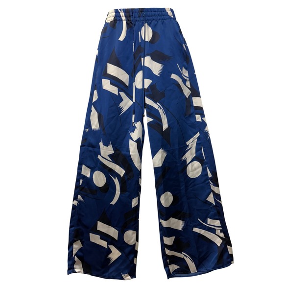Lauren Ralph‎ Lauren Geometric-Print Charmeuse Wide-Leg Trouser Small Petite - Picture 2 of 7